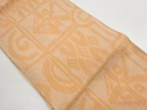 手織り真綿紬変わり格子に抽象模様織出し名古屋帯